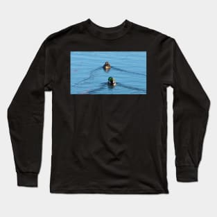 Male and Female Mallard Swimming Long Sleeve T-Shirt